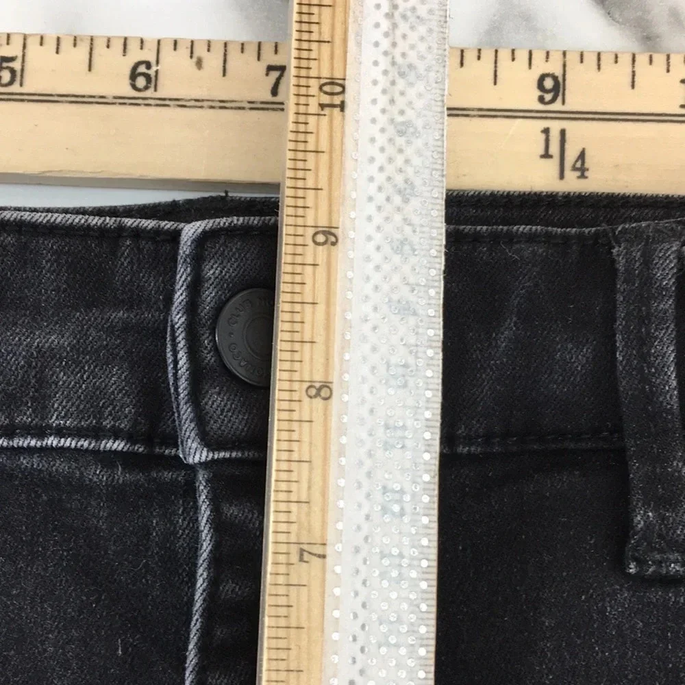 Club Monaco‎ High Rise Skinny Jeans Womens 26 Black Raw Hem Cotton Denim Ankle